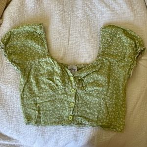 Princess Polly green and white top